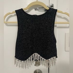 Zara Rhinestone Corsette Cut Sparkle Crop Top